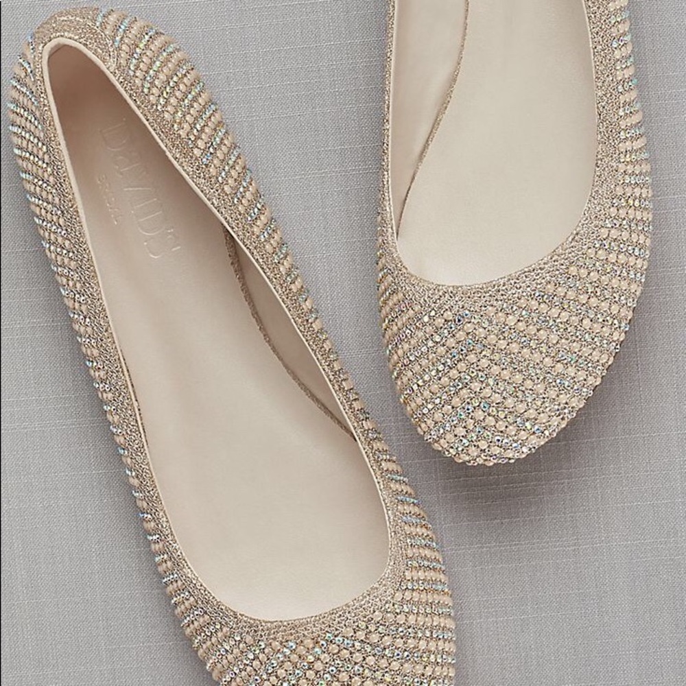 Size 10 crystal & pearl ballet flats